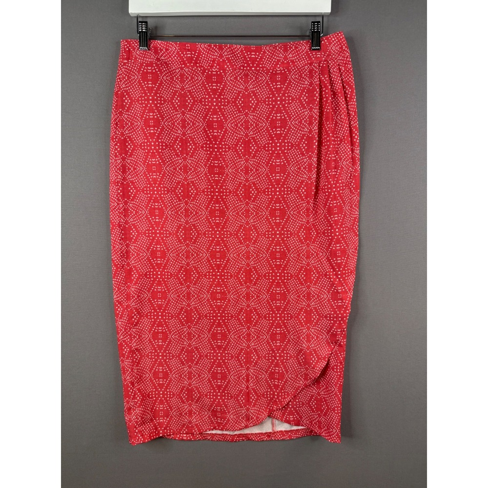 RipSkirt Hawaii Midi Skirt Womens M Red Playa Ocean Length 3 Wrap Beach‎ RARE